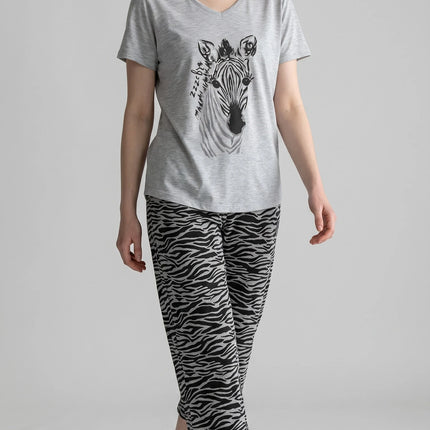 Grey  Short-Sleeve and Carpi's Pjs Cotton Blend Set
