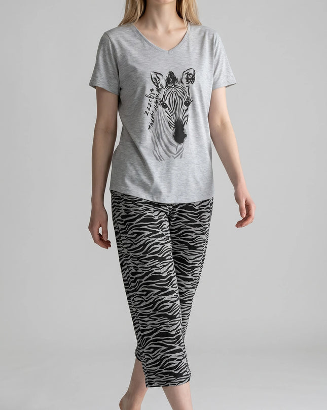 Grey  Short-Sleeve and Carpi's Pjs Cotton Blend Set