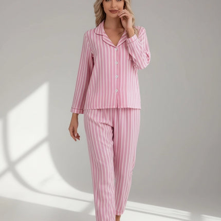 Strip Satin Pajamas and Lounge Wear Set