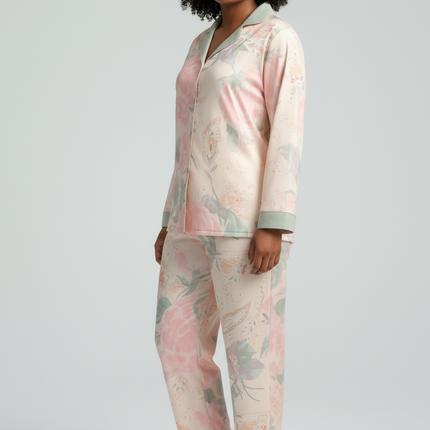 2pcs Satin Pajamas Set Long-sleeves and Pants