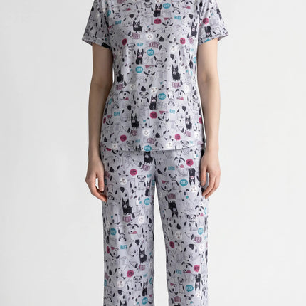 Grey Summer Short-Sleeve and Carpi's Pjs Cotton Blend Set