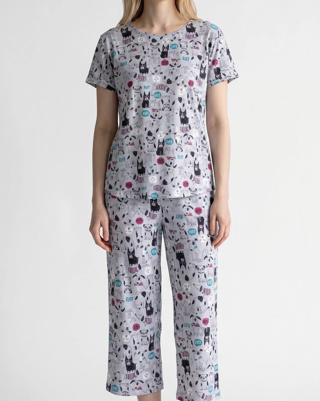 Grey Summer Short-Sleeve and Carpi's Pjs Cotton Blend Set