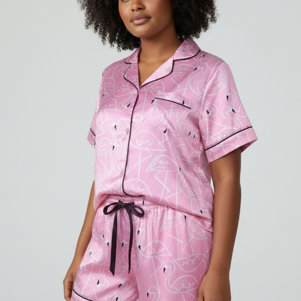 Top and Shorts Satin PJ's Set, Soft and Smooth Sleepwear.