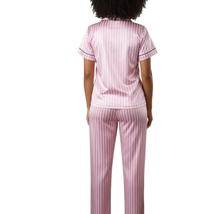 Satin PJ's and Lounge Wear 3pcs Set with Strip Print Top