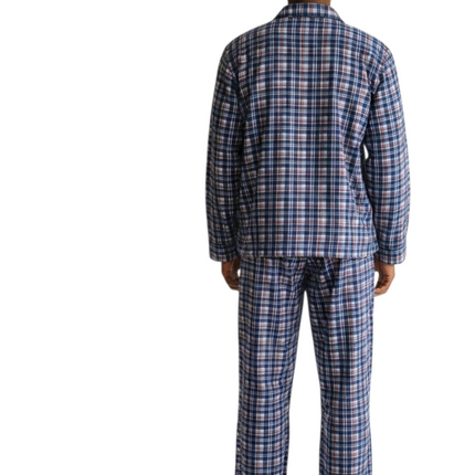 Men's Blue Draft PJ Set With Button pants