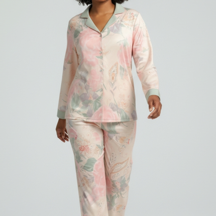 2pcs Satin Pajamas Set Long-sleeves and Pants