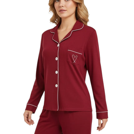 Valentine Pj's and Lounge Wear Set Red Top and Pant