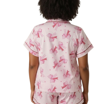 Ribbon Print Pj's Short and Short-Sleeve Top