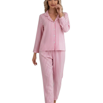 Strip Satin Pajamas and Lounge Wear Set