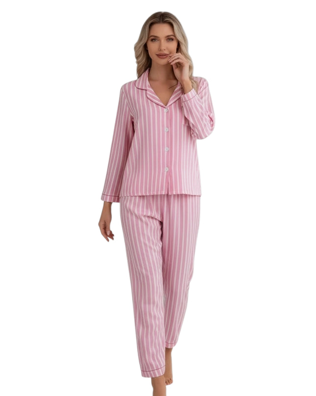 Strip Satin Pajamas and Lounge Wear Set