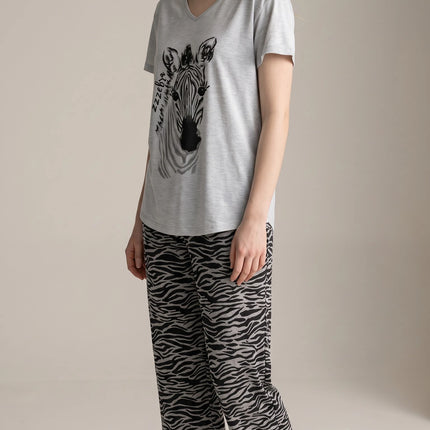 Grey  Short-Sleeve and Carpi's Pjs Cotton Blend Set