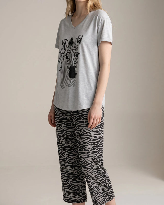 Grey  Short-Sleeve and Carpi's Pjs Cotton Blend Set
