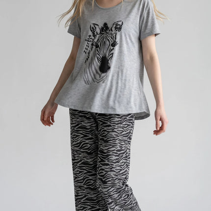 Grey  Short-Sleeve and Carpi's Pjs Cotton Blend Set