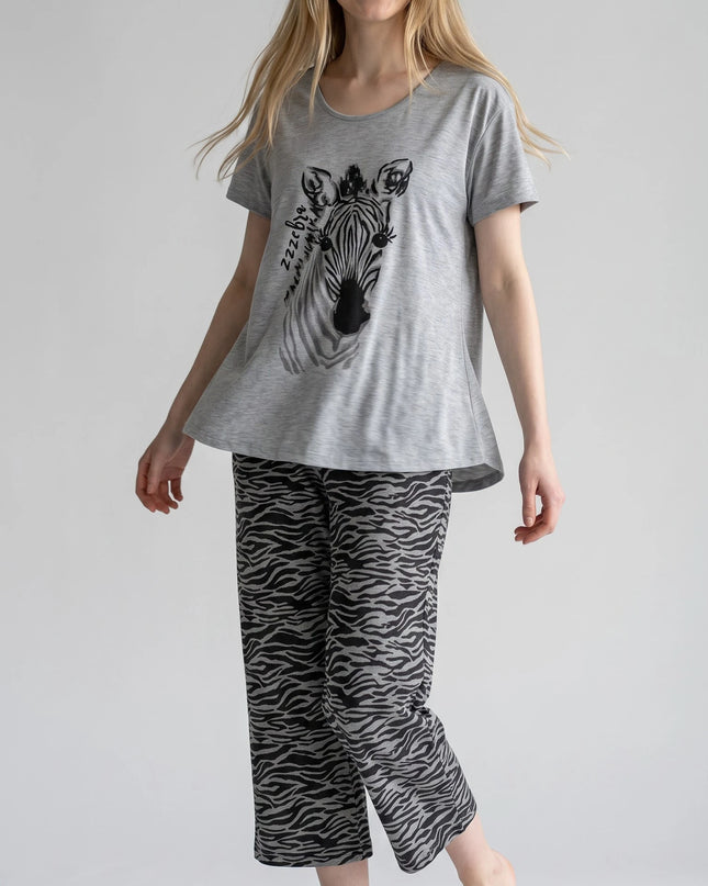 Grey  Short-Sleeve and Carpi's Pjs Cotton Blend Set