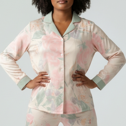 2pcs Satin Pajamas Set Long-sleeves and Pants
