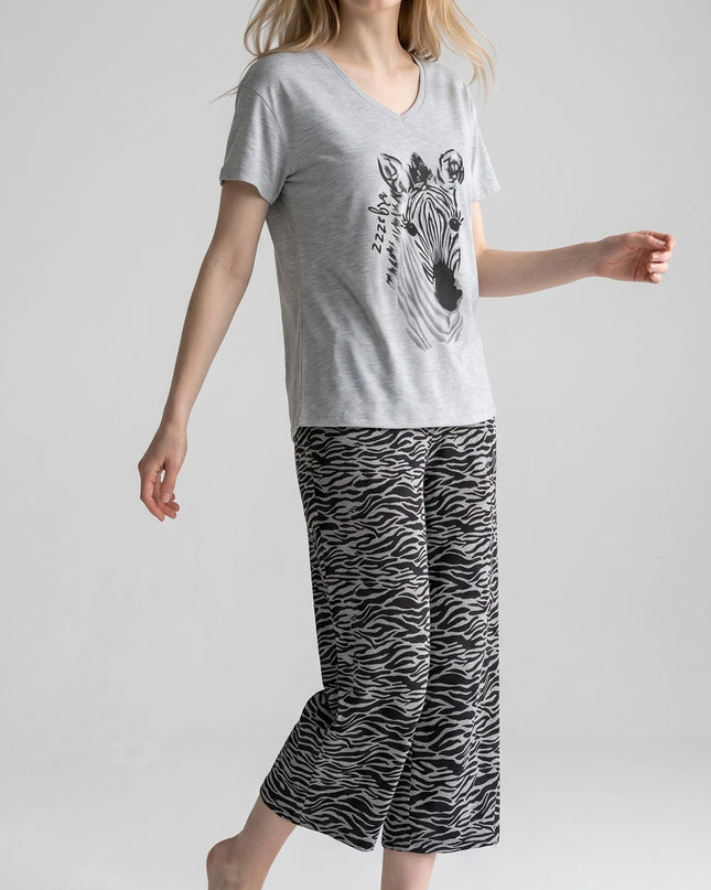 Grey  Short-Sleeve and Carpi's Pjs Cotton Blend Set