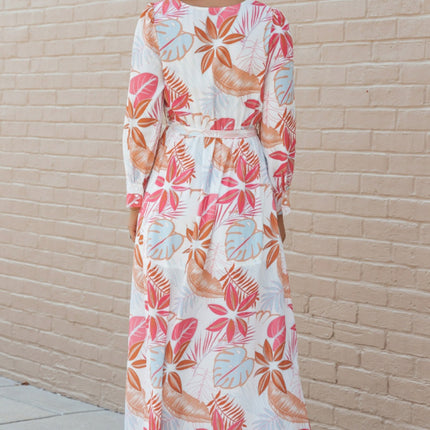 Long Sleeve Wrap V-Neck Slit Maxi Dress