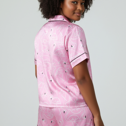 Top and Shorts Satin PJ's Set, Soft and Smooth Sleepwear.