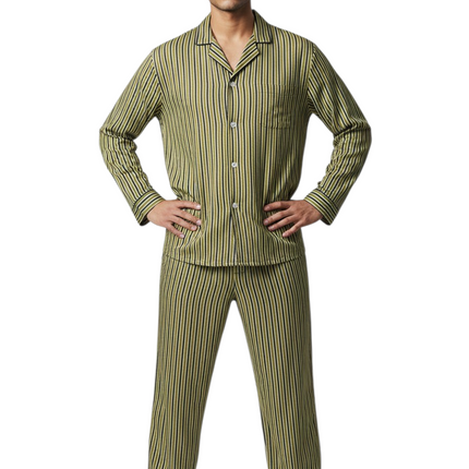 Men' Cotton Blend PJ' Set With Button Pants