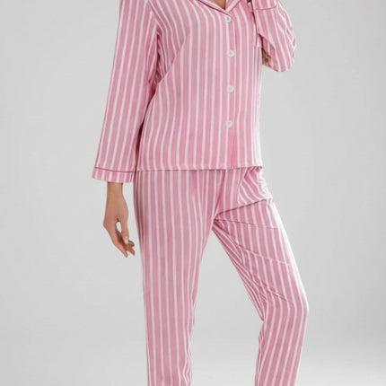 Strip Satin Pajamas and Lounge Wear Set