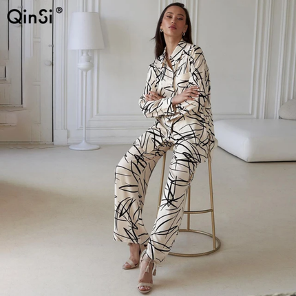 2pcs Women Cream Cotton Pjs