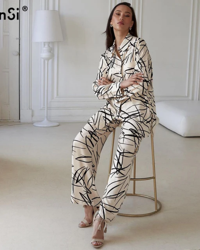 2pcs Women Cream Cotton Pjs