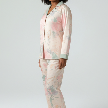 2pcs Satin Pajamas Set Long-sleeves and Pants