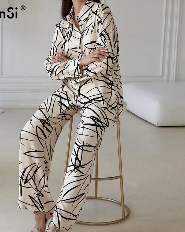 2pcs Women Cream Cotton Pjs